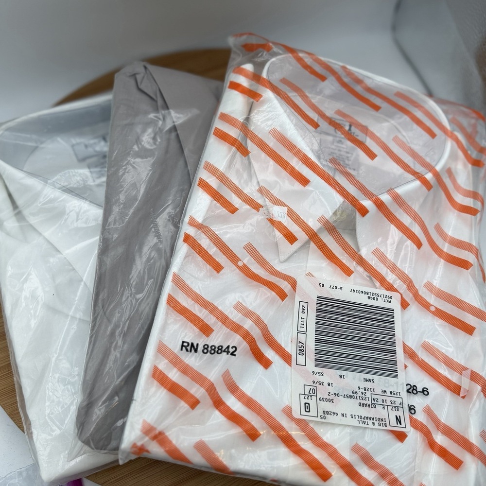 Men's Kings Court Dress Shirt Size 18  35/6 Long Sleeve Lot Of 3 NOS Vintage